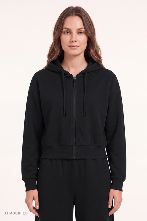 Vivisence 9009 bluza rozpinana z kapturem krótki fason czarny