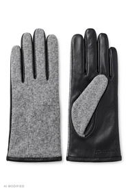 Vivisence 7221 rękawiczki dzianinowe z częścią skórzaną, grey-black