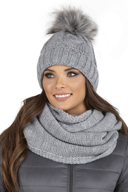 Komplet czapka+komin+rękawiczki Vivisence 7014 Kmpl+R jasnoszary