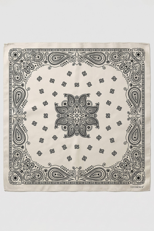 Vivisence S65-017 apaszka jedwabna paisley beżowy/czarny