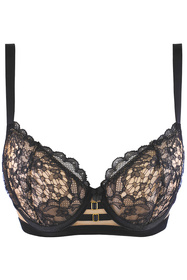 Axami V-11841 biustonosz miękki haftowany czarno-beżowy