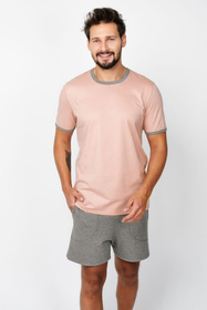 Nocna piżama Italian Fashion Nikodem kr.r. kr.sp. łosoś/śr.melanż