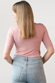 Babell Layla bluzka ze stójką i krótkim rękawem różowy