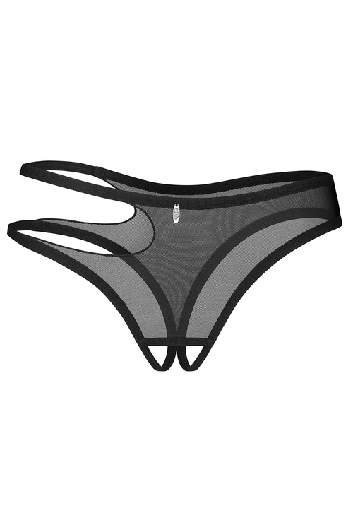 Stringi otwarte Obsessive Saturis crotchless thong czarny