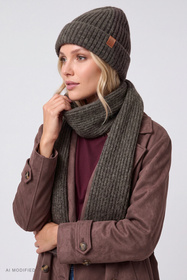 Vivisence 70123 Czapka beanie damska prążkowana z wywinięciem, brązowy