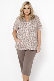 Nocna piżama Italian Fashion Ramira kr.r. sp.3/4 druk/cappuccino 