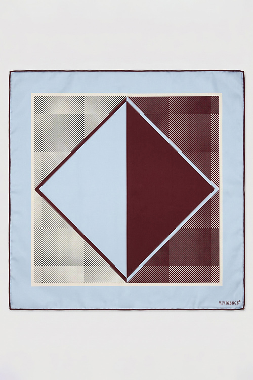 Vivisence S65-007 apaszka jedwabna geometryczna niebieski/brązowy