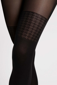 Fiore Pepita 40 DEN rajstopy z pepitkowym pasem, black