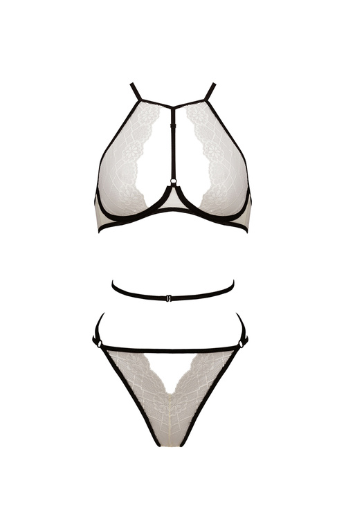 Nocna komplet biustonosz + figi Passion Chika set cream 