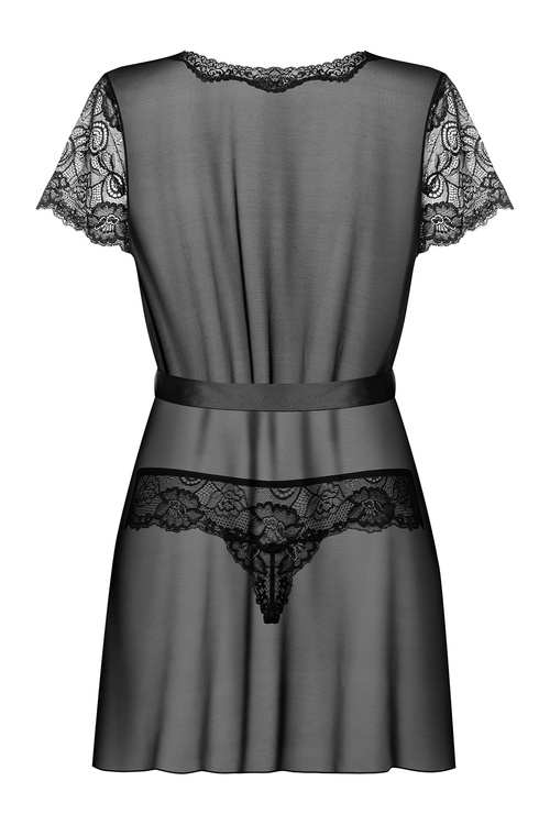 Obsessive Alluria peignoir Nocna peniuar, czarny