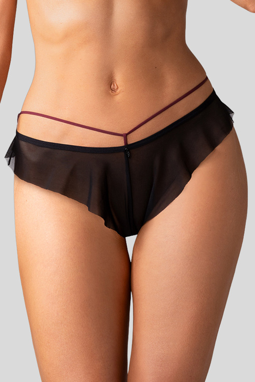 Obsessive Parisel panties figi z falbanką i paskami, bordo-czarny