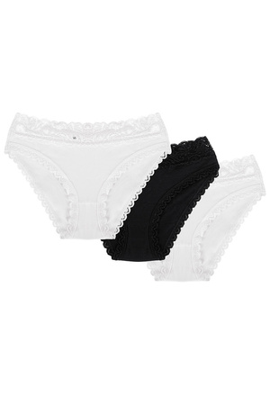 Wol-Bar Soft Lovely 3-pak Majtki figi, biały-biały-czarny