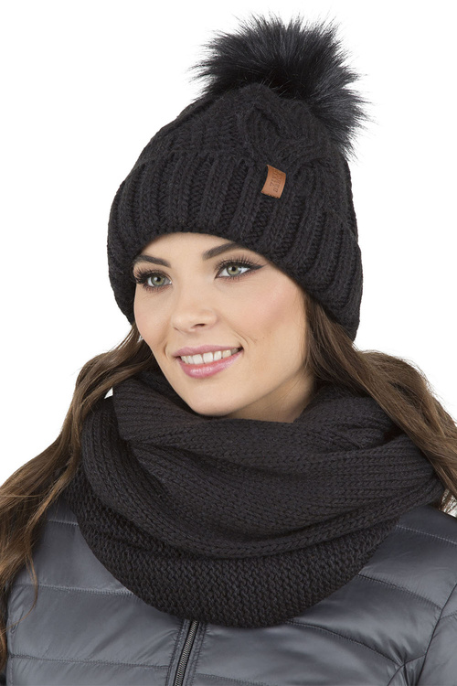 Komplet czapka+komin+rękawiczki Vivisence 7014 Kmpl+R czarny