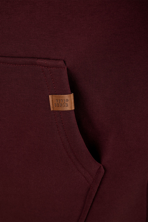 Vivisence 9207kmpl komplet bluza z kapturem, prążkowane legginsy bordowy