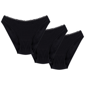 Wol-Bar Soft Cute 3-pak Majtki figi, czarny