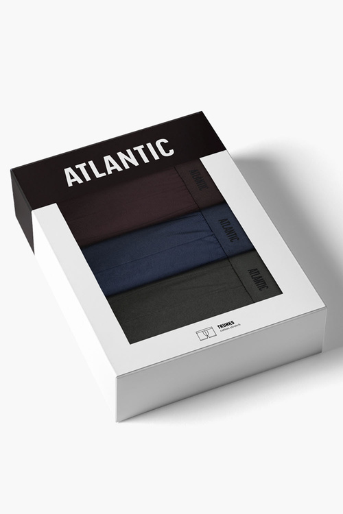 Atlantic 3MH-0111 bokserki męskie 3-pack dopasowane, brąz/indygo/khaki