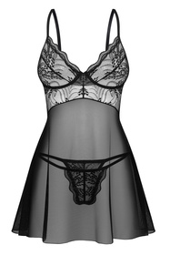 Obsessive Perisia komplet babydoll i stringi z fiszbinami black