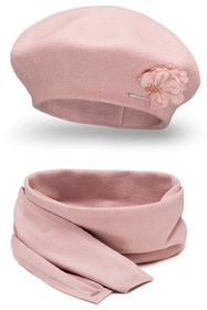 Vivisence 7036Kmpl Komplet beret+szalik, różowy
