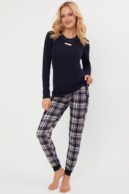 Piżama Italian Fashion Dona dł.r. dł.sp. granat/druk 