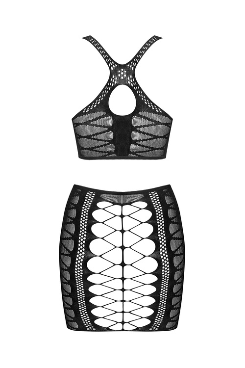 Nocna komplet top + spódnica Obsessive K102 top & skirt czarny 