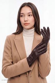 Vivisence 7209 rękawiczki skórzane z wełnianą podszewką, dark brown