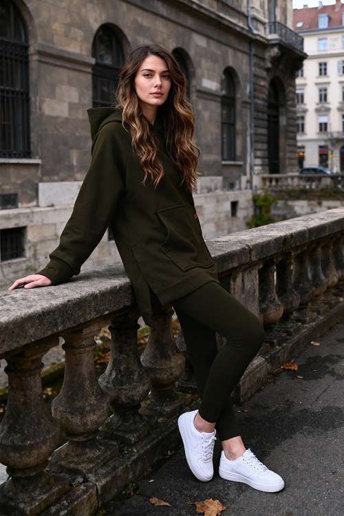 Vivisence 9106 legginsy prążkowane z bawełny zielony