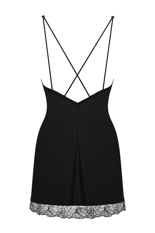 Nocna komplet koszulka + stringi Obsessive Bella Rou chemise czarny