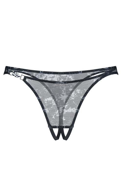 Obsessive Corrosis stringi otwarte z transparentnej siateczki black