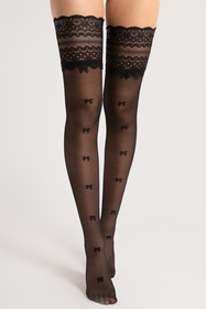 Wyrób pończoszniczy pończochy samonośne Fiore Coquette 15 DEN O4096 black