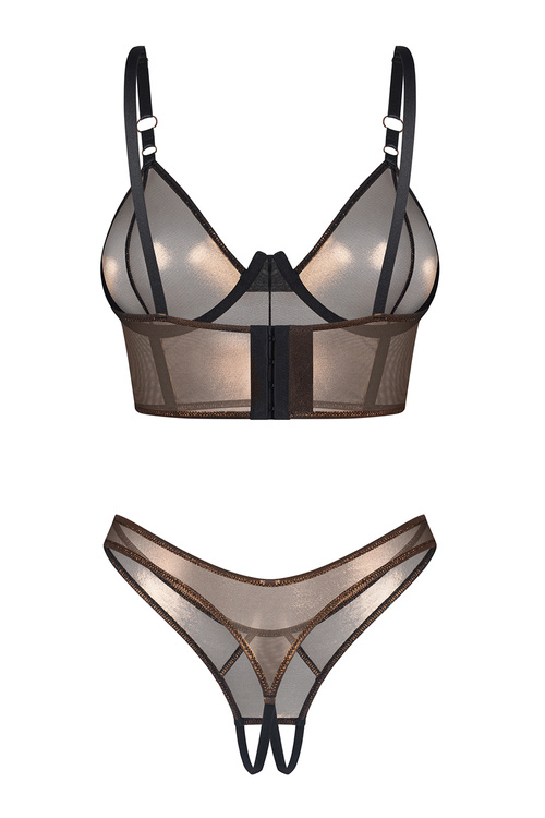 Komplet top + stringi Obsessive Soranna top & crotchless thong black