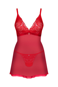 Nocna komplet koszulka + stringi Obsessive Chilisa babydoll czerwony Nocna komplet koszulka + stringi 