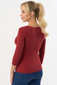 Babell Manati klasyczna bluzka z rękawem 3/4 marsala