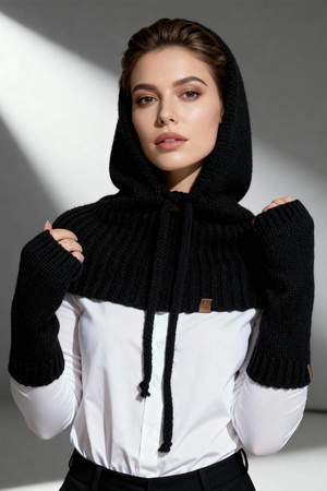 Komplet kaptur+rękawiczki Vivisence 70110Kmpl czarny