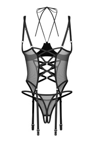 Komplet Obsessive Dominna corset & crotchless thong black