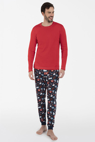 Nocna piżama Italian Fashion Rojas dł.r. dł.sp. czerwony/druk