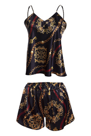 Nocna komplet top + szorty Dkaren DK-KK-014 granat-wzór