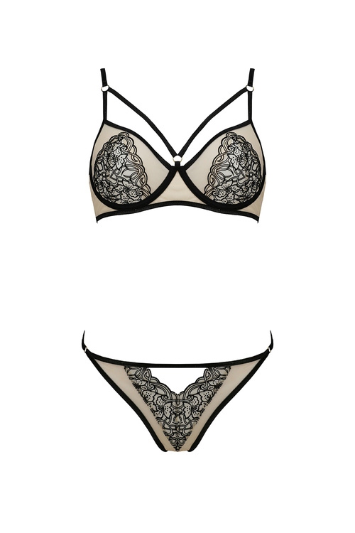 Nocna komplet biustonosz + stringi Passion Lorina set beige