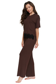 Doctor Nap PW.7536 Piżama damska z koronką, chocolatte