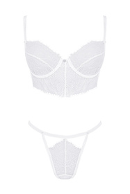 Obsessive Bianelle set Nocna komplet biustonosz + stringi, biały