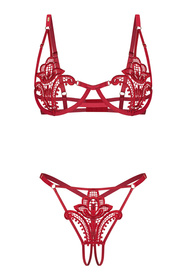 Obsessive Luise Sublim komplet biustonosz i stringi otwarty krok red
