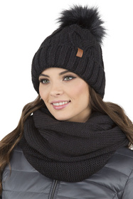 Komplet czapka+komin+rękawiczki Vivisence 7014 Kmpl+R czarny