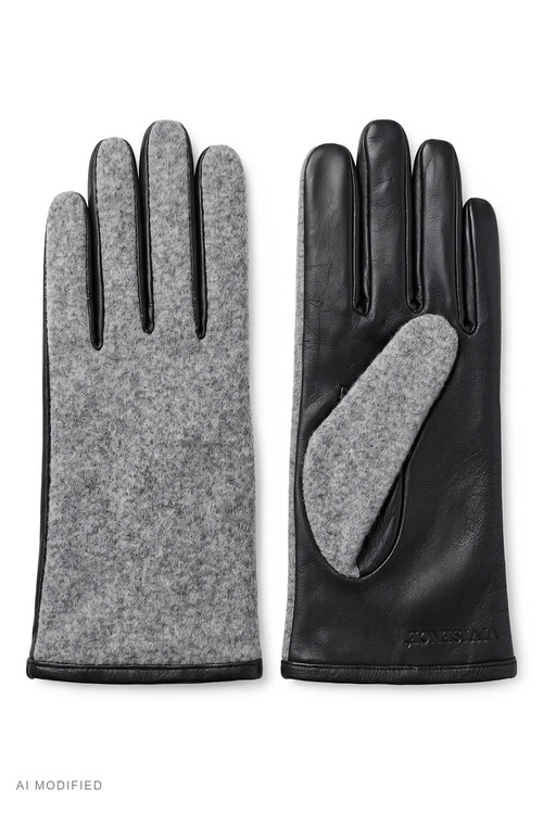 Vivisence 7221 rękawiczki dzianinowe z częścią skórzaną, grey-black