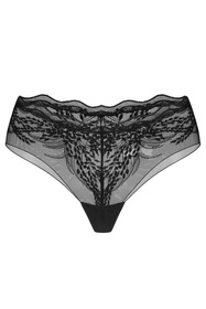 Obsessive Perisia panties figi koronkowe z motywem roślinnym black