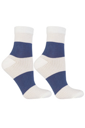Moraj CSL200-922 skarpety za kostkę bawełniane patt3-biały/granat