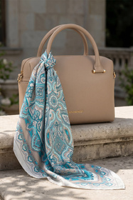 Vivisence S90-001 apaszka jedwabna paisley turkusowy/beżowy