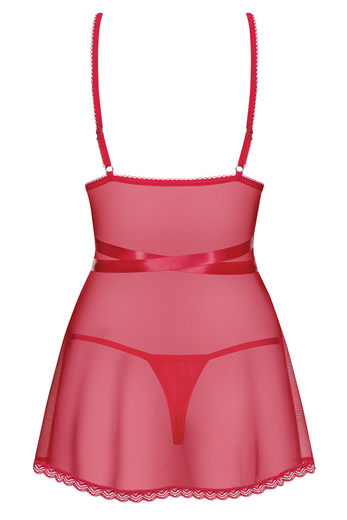 Obsessive Lovlea babydoll Nocna komplet koszulka + stringi, czerwony