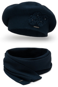 Vivisence 7006Kmpl Komplet beret+szalik, granatowy