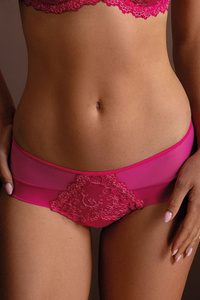 Le Vernis Romance LV-SZ20 szorty z tiulu i haftu fuksja