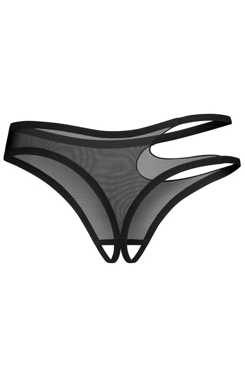 Stringi otwarte Obsessive Saturis crotchless thong czarny