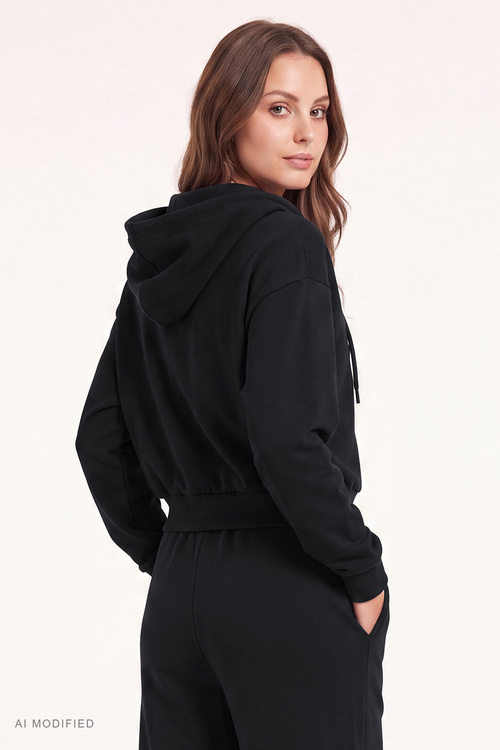 Vivisence 9009 bluza rozpinana z kapturem krótki fason czarny